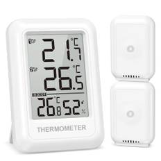 OQIMAX Termometer hygrometer med 2 sensorer, utomhustermometer med 100 m/328 fot överföringsavstånd, MAX/MIN visning, temperatur och ℃/℉ strömbrytare inomhus utomhus för kontor, hus