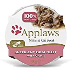 Applaws 100 Percent Natural Wet Cat Food Pot, Tuna With Crab In 60g Pots (Pack of 10)