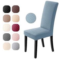 Stolsöverdrag 4 Stycken Stretch Stolskydd Jacquard Stolsöverdrag för Matsal Modernt Matstolsskydd Avtagbart Matstolar överdrag Bi-Elastiskt överdrag för Matsal, Hotell, Familj (4 Stycken, Blå)