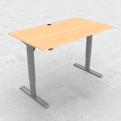 Compact hæve-sænkebord, 140x80 cm, Bøg/alu
