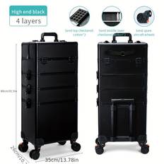 TEMU 4 In 1 Fireproof Board Makeup Case Rolling Beauty Cosmetic Case Organizer Makeup Artist Train Case