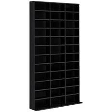 HOMCOM förvaringshylla CD/DVD förvaringsskåp för 1116 CDs 33 höjdjusterbara fack 102 x 24 x 195 cm svart