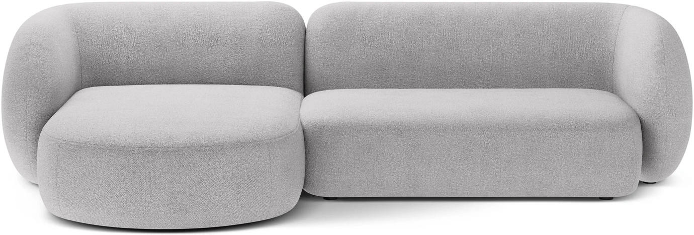 Chaiselongsofa Micadoni Kate venstrevendt hjørnesofa i lys grå bouclé 285×176 cm