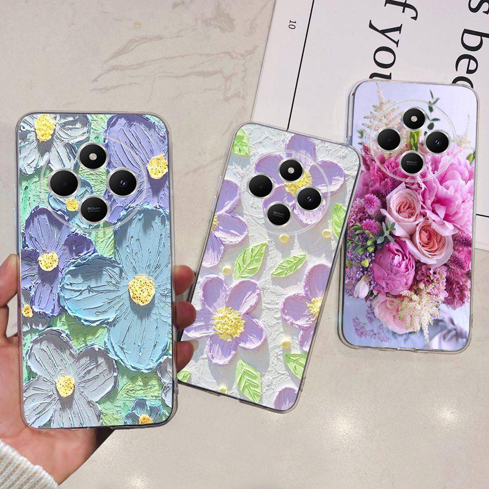 För Xiaomi Redmi 14C / Poco C75 Baksidesfodral Fjäril Rosblomma Lyxigt Flickigt Fodral till Redmi 4C Genomskinligt Mjukt TPU Genomskinligt Fodral