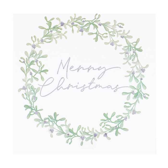 Merry Christmas Mistelten Servietter 16x - 17 x 17 cm.
