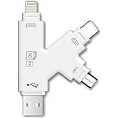 ZOIOT K-typ design SD-kortläsare iPhone USB-adapter 4-i-1 typ-C till TF SD för iPhone/iPad/Android SD-kamerasekamera, stöder iOS 15 och högre