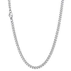 Richsteel damen Frauen Halskette 3mm breit 46cm Kubanische Halskette aus Edelstahl klassische Cuban Link Chain für Damen und Herren
