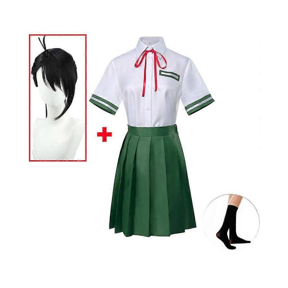 (C1, XL) Anime Suzume No Tojimari Iwado Suzume Cosplay Costume Jk Uniform For Women Dress Shirt Skirt Green Halloween Carnival Clothes
