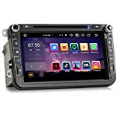 Erisin 8" Bilstereo för VW, Skoda, Seat, Android 13.0 Q bilradio, Navitel navigering Europakartor + livstidsuppdatering, CarPlay, 4 GB Ram, 64GB Rom, DAB+, USB, WLAN, Bluetooth 5.0, DVD, OBDII