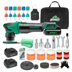 BATOCA S4 Akku Mini Poliermaschine,Rotations&Orbital Polieren,25mm/75mm Rückenplatte,Bürstenloser Motor,Auto Polier maschine Kit für Details,2 12V 2.5Ah Batterien,4 Geschwindigkeiten 2000-5500PRM