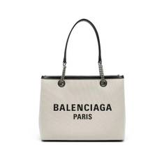 Balenciaga, Taske, Dame, Beige, ONE SIZE, Læder, Canvas Lille Tote Taske