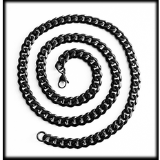 9 mm. Pansarlänk halsband i svart stål., DSN284B
