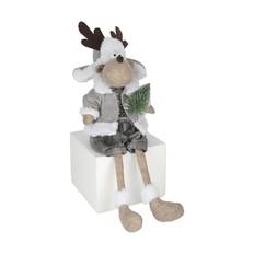 Casa Christmas Rensdyr - H 55 cm - Polyester - Beige/grå