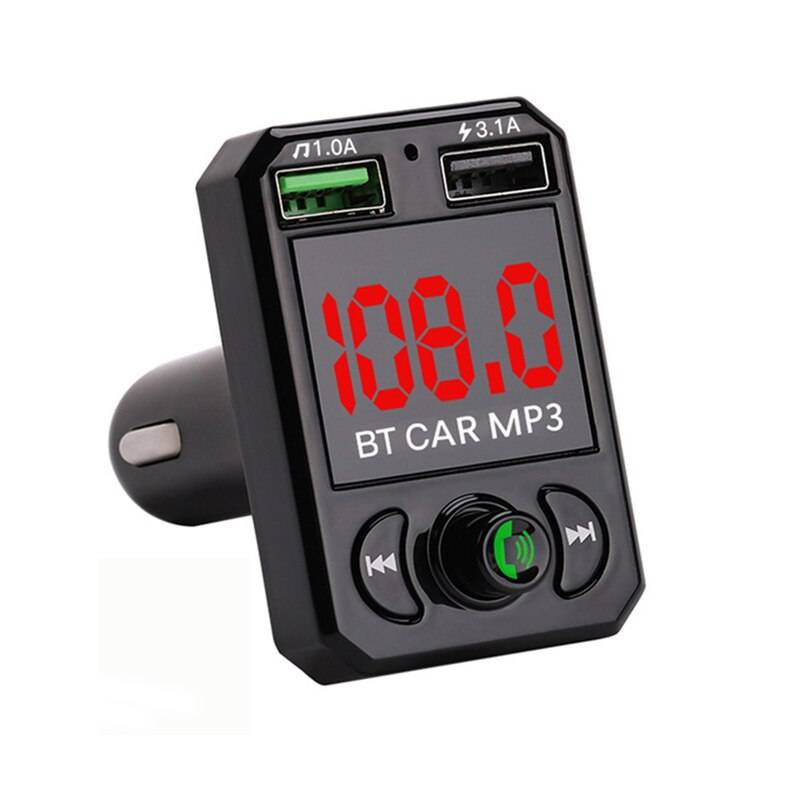 Jinserta bluetooth fm-sändare storbildsskärm dubbel usb 3.1a snabbladdning tf / u skivbil mp3 spelare handsfree-kit i bilen - E0245 a6