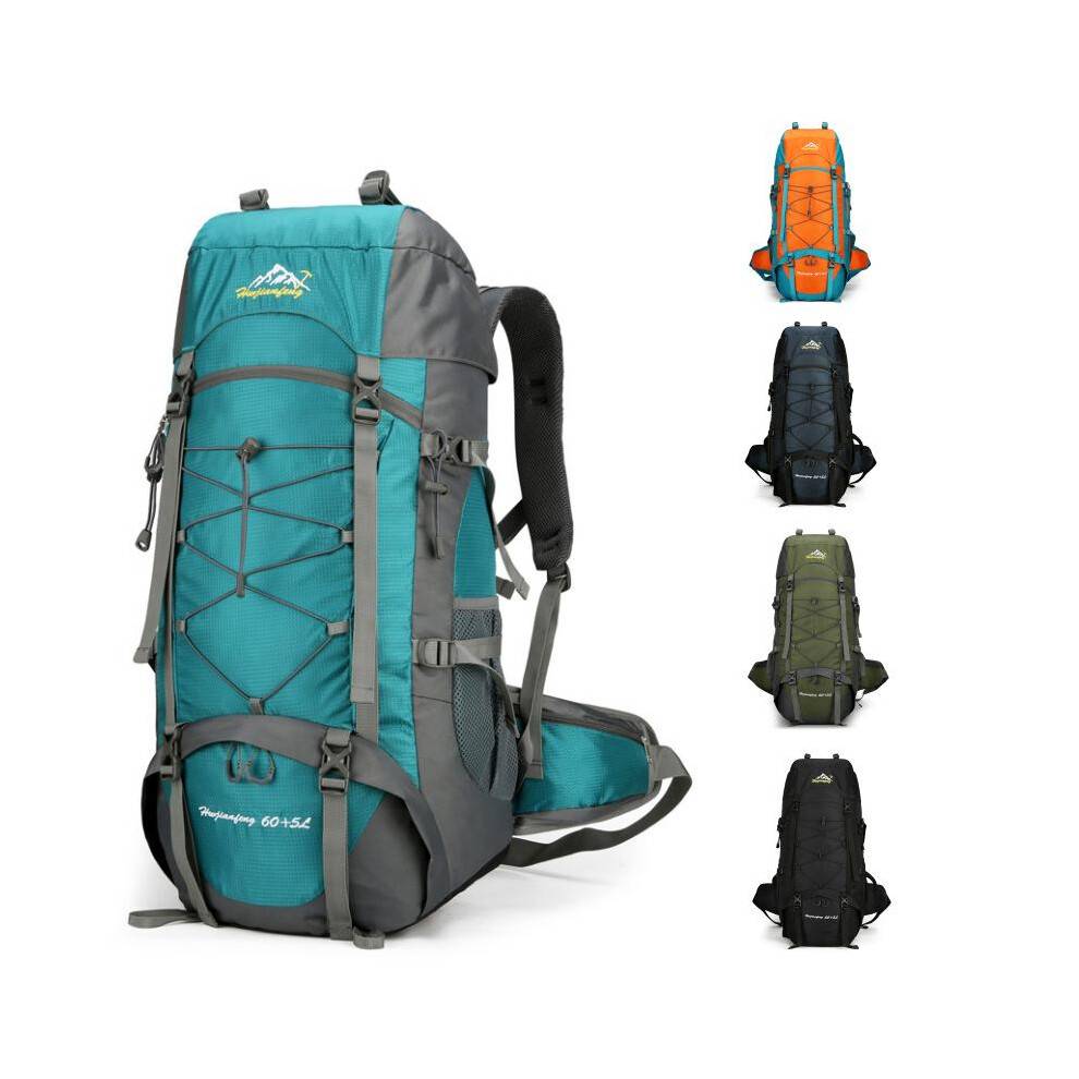 (Orange, 56-75L) New Large Capacity Outdoor Hiking Backpack Men Women Camping Travel Sports Daypack