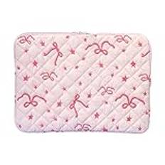 Ocuuer Cute Laptop Fodral Quiltad Bärbar Laptop Fodral Vadderad Laptop Fodral för 11/13/15 tum (rosa)