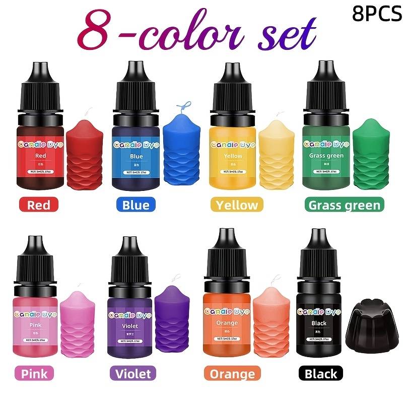 TEMU 8 Color/15 Pigment Set (5ml/bottle), 8pcs/15pcs Set, Suitable For Candle Making, High Concentration Oil-based Candle Dye