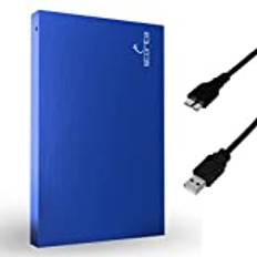 Storite Extern bärbar hårddisk 1 TB med USB 3.0, extern säkerhetskopieringslagring, snabb dataöverföring lämplig för PC, Mac, Xbox One, fönster, spel, bärbar dator och stationär dator (blå)