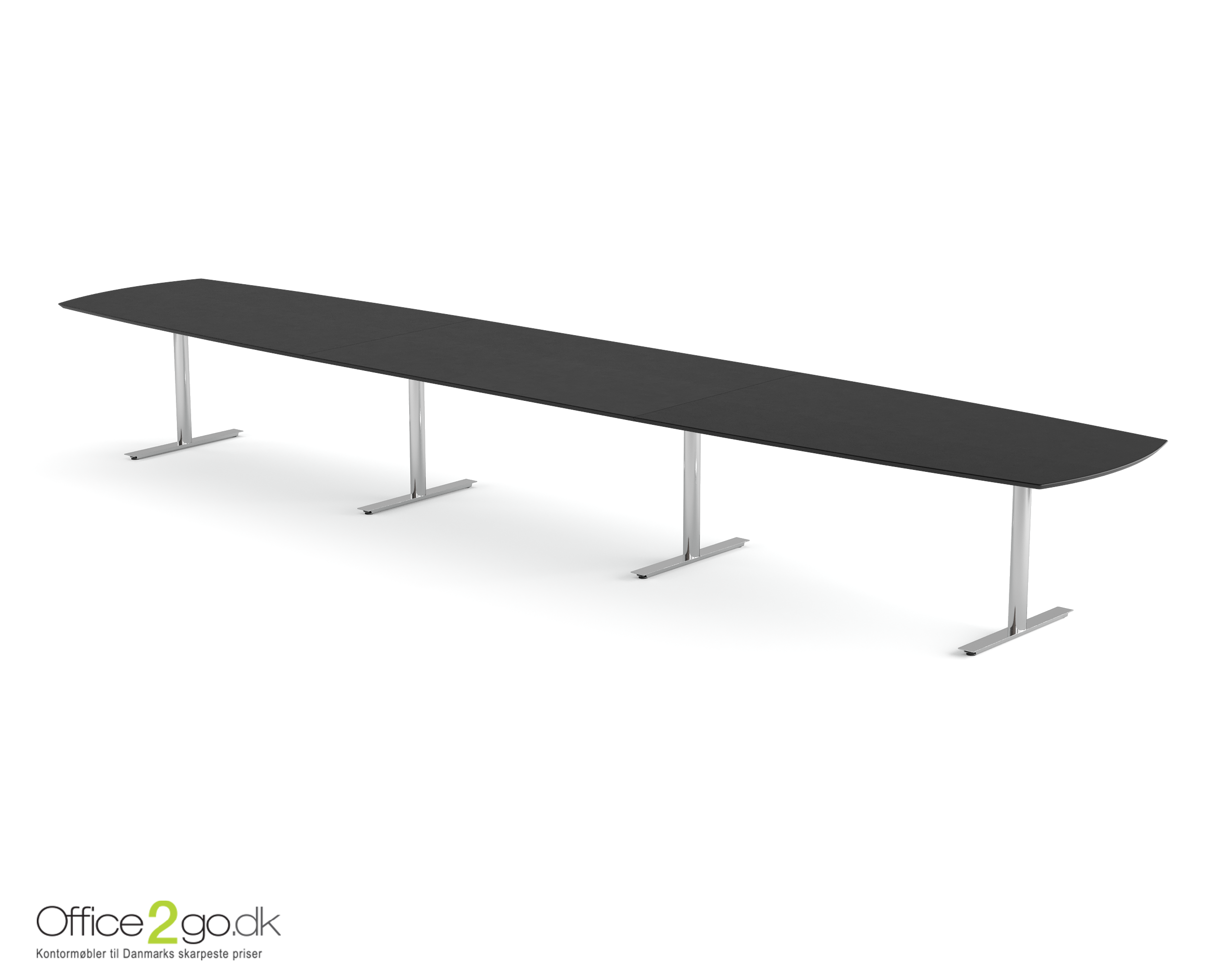Inline mødebord (tøndeformet bordplade) - 560 cm - Krom