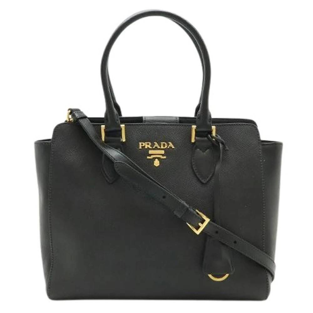 Prada Vintage Pre-owned Saffiano 2way Taske - Vintage - Dame - Sort - ONE SIZE - Uld