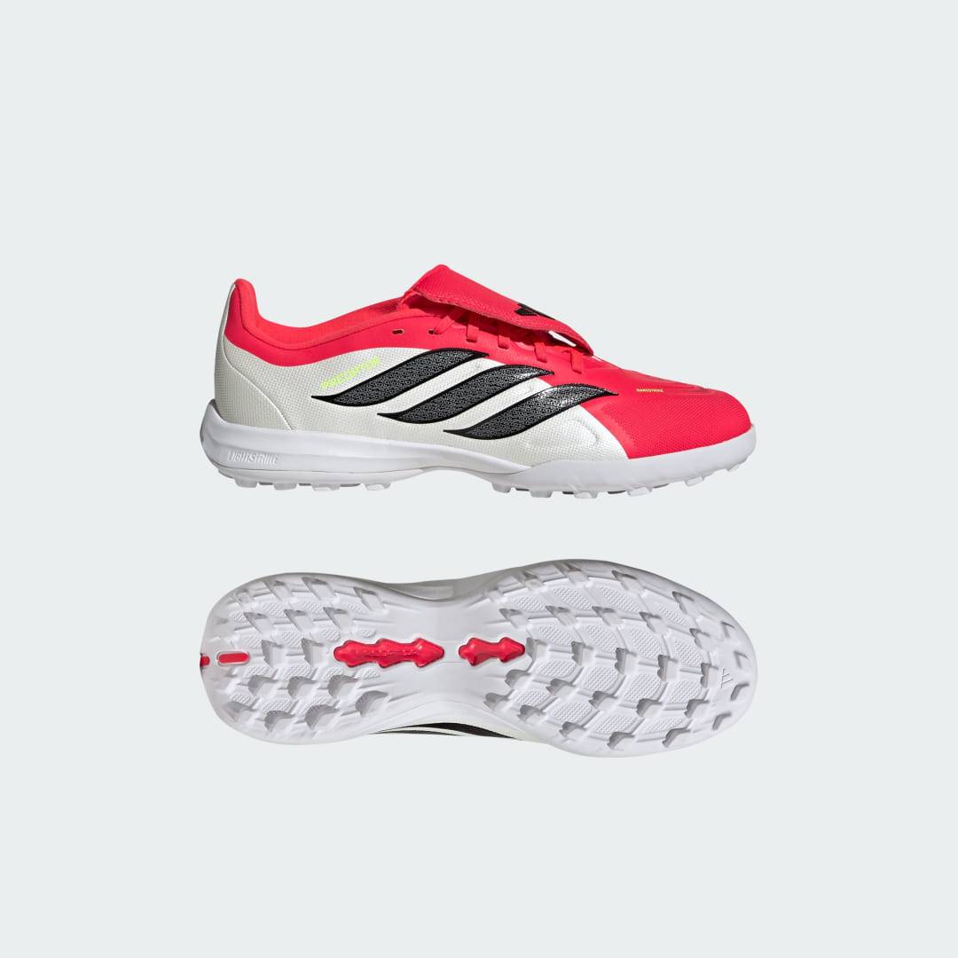 PREDATOR LEAGUE Fold-Over Tongue Turf Fotbollsskor Barn - Lucid Red / Core Black / Cloud White - 33 1/2