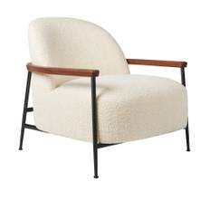Gubi - Sejour Lounge Chair W Armrest, Fully upholstered, American Walnut Oiled, Black Matt Base, Dedar Karakorum 001 Ivory - Fåtöljer - GamFratesi - Svart - Naturmaterial/Metall/Trä/Textilmaterial/Skum