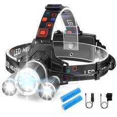 NEOVSUNY LED Pannlampa Uppladdningsbar, Superljus LED Strålkastare, 90° Justerbar Roterande, 4 Ljuslägen, IPX5 Vattentät, 30 Timmars Körtid, för Strömavbrott, Nödsituationer, Löpning, Vandring, Fiske