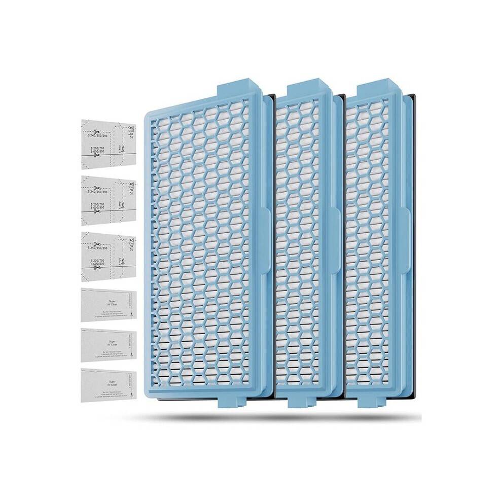 3 HEPA-filtre til Miele støvsuger kompakt del C1-C2 komplet C2-C3 S8340 + 3 luftrensningsfiltre + 3 motorfiltre