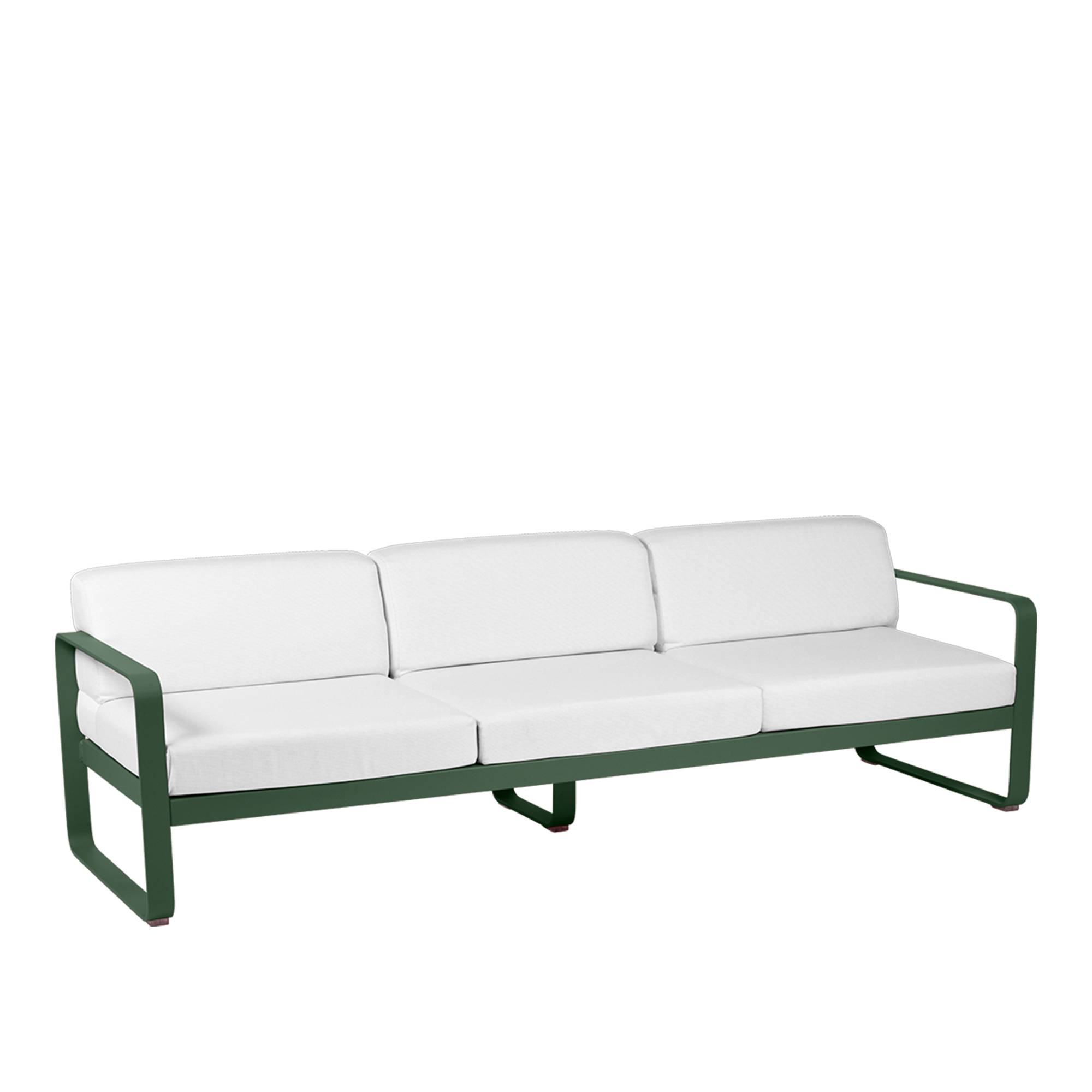 Fermob - Bellevie 3 Seater Sofa Off-White Cushions, Cedar Green - Udendørs sofaer - Pagnon & Pelhaître