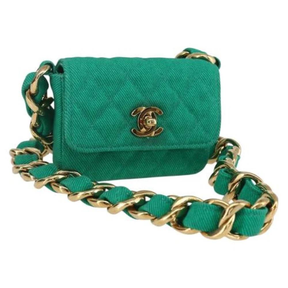 Chanel Vintage Pre-owned Canvas Mini Bag - Vintage - Dame - Grøn - ONE SIZE - Tyl
