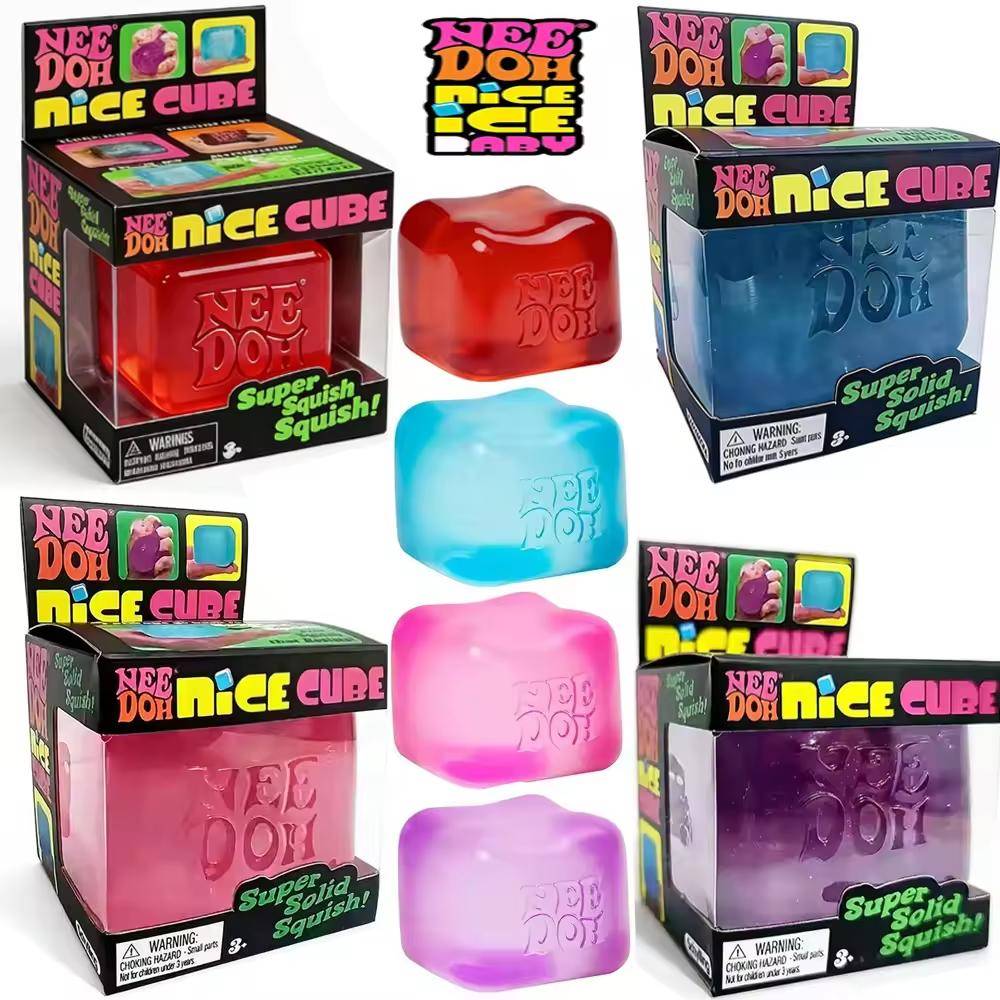 Schylling NeeDoh Nice Cube Sensorisk Klämleksak med Super Solid Kläm Stresslindring Ångest Sensoriskt Verktyg Stresslindrande Leksaker