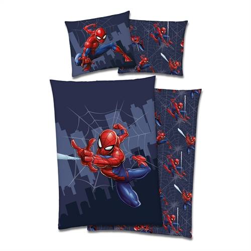 Spiderman sängkläder - 100% bomull - Juniorbäddset 100x140 cm - Baksida med Spiderman