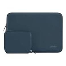 MOSISO Fodral kompatibelt med MacBook Air 15 M3 A3114, M2, A2941, 2023, 2024/Pro 15, Surface Laptop 15, Dell XPS 15, HP Stream 14 tum, notebook, neoprenväska med litet fodral, dimma blå
