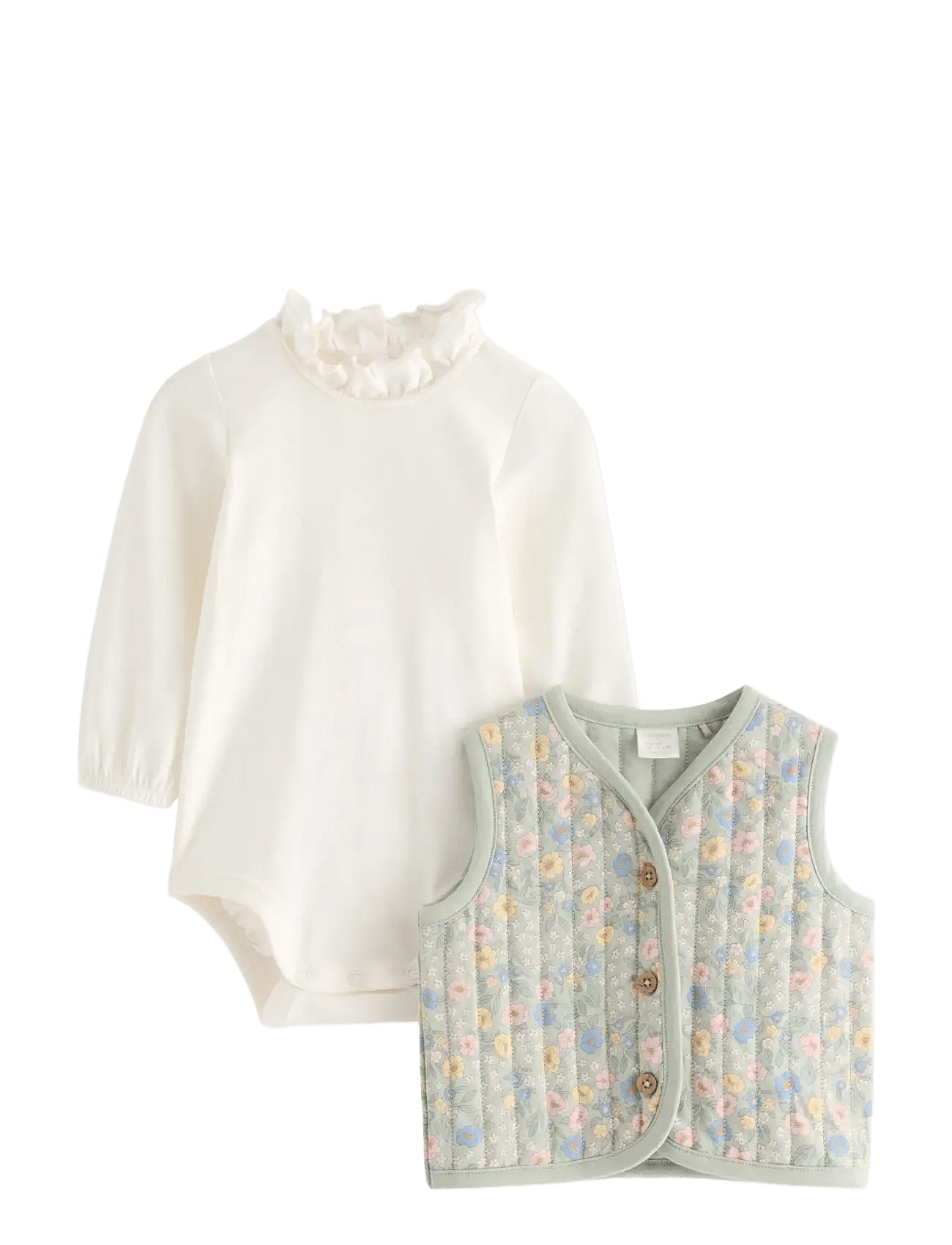 Lindex Set With Bodysuit And Vest - Cream - 80