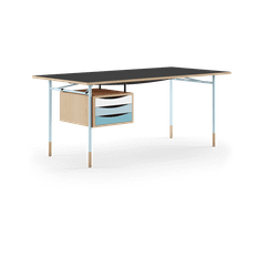 House of Finn Juhl Nyhavn desk skrivbord med skrivbordslådor Lj ek-sv laminat-blå ben kall