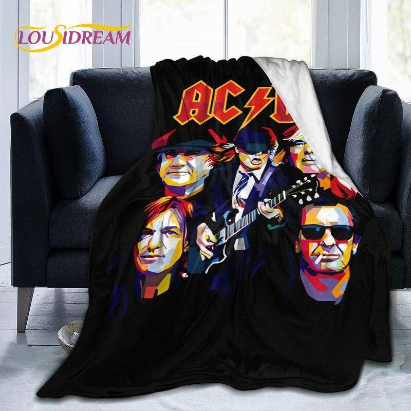 Ny AC/DC Rock Band 3D-printat täcke, Flanelltäcke Mjuk pläd, Sherpa Varma filtar Fyra säsonger för Sängar Soffa Kontor