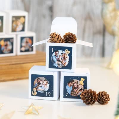 DIY Adventskalender Askar Fyrkantigt klistermärke foto - 24 st