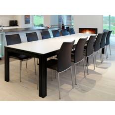 Skovby SM 24 spisebord inkl. 3 tillægsplader (hvid laminat / sort eg stel)