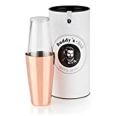 Buddy´s Bar – Boston Shaker, 700 ml mugg + 400 ml glas, livsmedelssäker, ädel cocktailshaker inklusive presentförpackning, koppar polerad