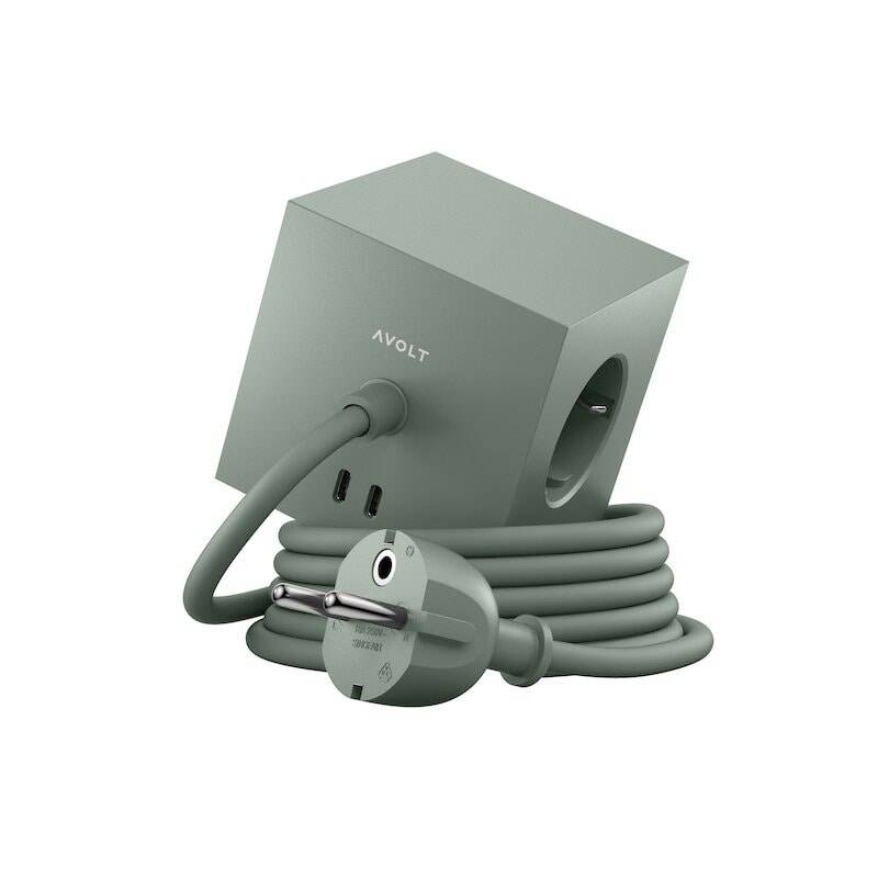 Avolt Square 1 grenuttag 30W Dual USB-C & Magnetic base 1,8m Oak Green