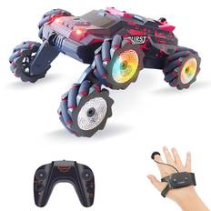 Remote Control Car, 2.4GHz Electric Race Stunt Car with Spray Lights Music Double Sided -1 röd