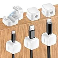 Jeffdad 6 stycken magnetisk kabelhållare kabelklämmor kabel självhäftande kablar organiserare skrivbord kabelhantering organiserare skrivbord (vit)