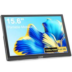 Lrtzcbi Portable Monitor 15,6 Zoll FHD 1080P IPS Bildschirm mit HDMI USB C Gaming Display, Eingebaute Lautsprecher Tragbarer Monitor für Laptop/PC/Computer/Xbox/PS4/Raspberry pi