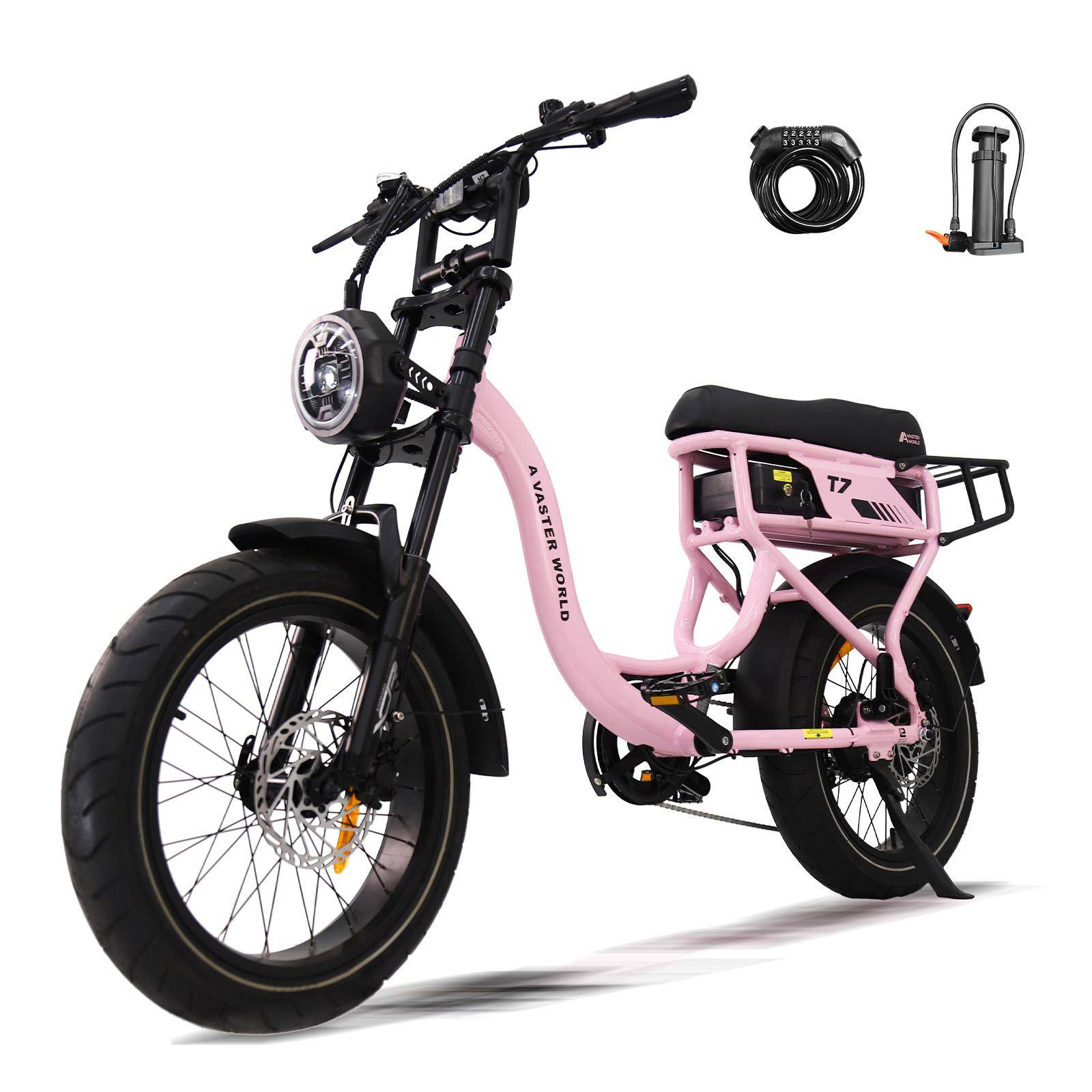 AVDL T7 500W City Commuting Electric Bicycle 48V18Ah Battery 20 Inch Fat Tires 100KM Range 25KM/H Max Speed 150KG Load Electric Bike For Unisex