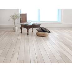 Skibsplank - Ask Rustik med hvid matlak - Bredde 145 mm