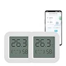 Mini digital hygrometer termometer, Bluetooth inomhus hygrometer termometer med appaviseringslarm, fuktighetssensor, temperaturmonitor för inkubator och annat (2 förpackningar)