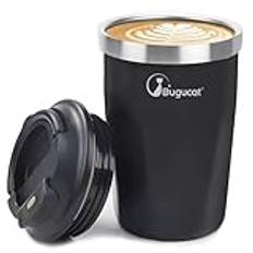 Bugucat Termomugg kaffe to go mugg 400 ml, kaffemugg To Go av rostfritt stål, vakuumisolerad kaffekopp, kaffemugg med lock, återanvändbar isoleringsmugg, resemugg, bilmugg