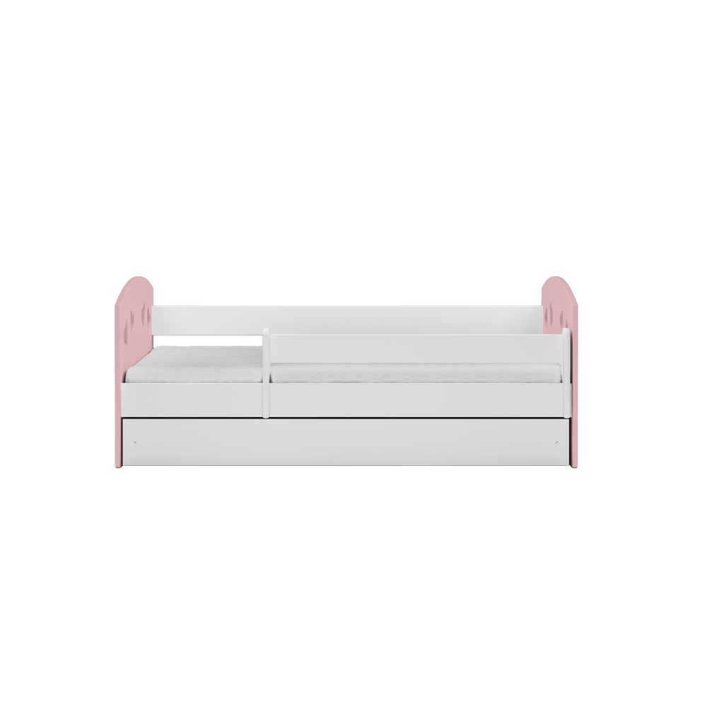 Barnsäng med madrass och låda 80x180 vit/ rosa JULIETTA
