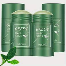 TEMU 4pcs, Deep Cleanse Green Tea Mask Stick, Green Mask Stick, For Face Moisturizing, Deep Cleansing, Green Tea Mask For All Light Beige Types