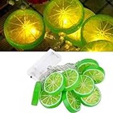 Ljusslinga för citroner, 1,5 m, 10 lysdioder, ljuskedja, apelsinskivor, citronljus för terrass, sovrum, fest, bröllop, inomhus, utomhus, batteridriven, ingår inte (lime)
